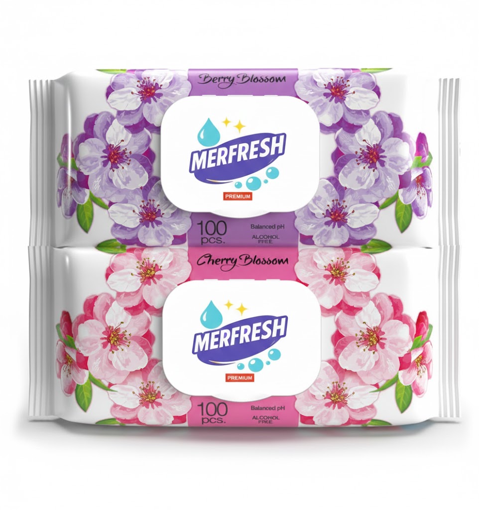 MERFRESH Premium Wet Wipes – Cherry Blossom & Berry Scent
