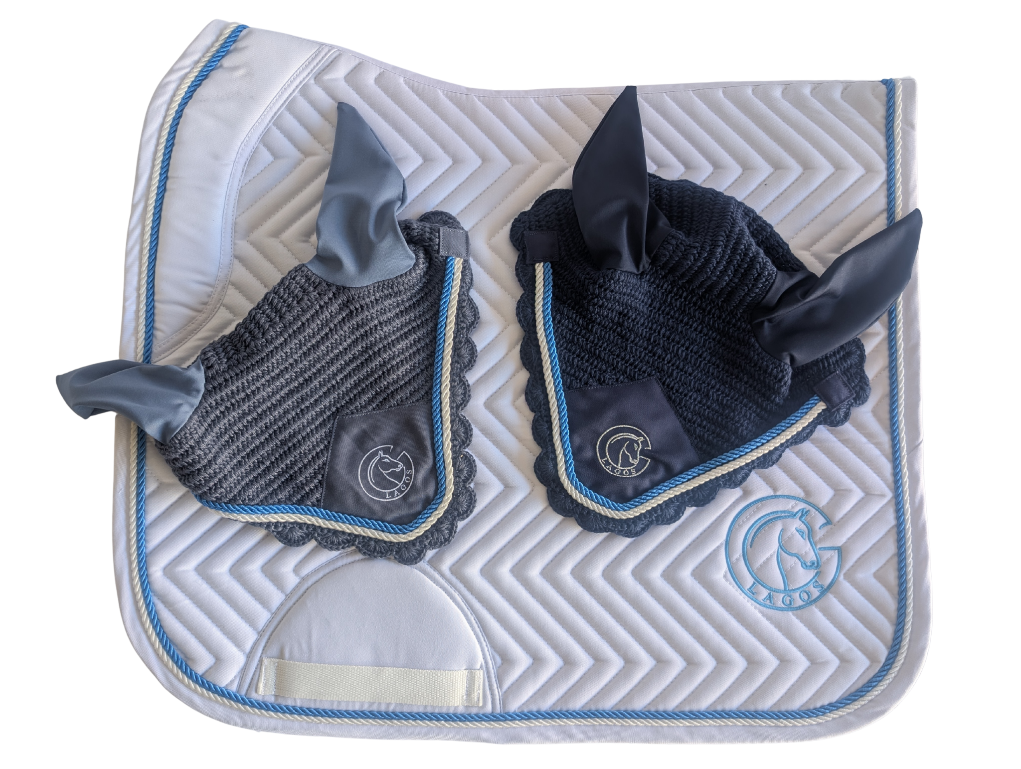 Dressurset Galicia weiß mit Fliegenmütze Galicia grey