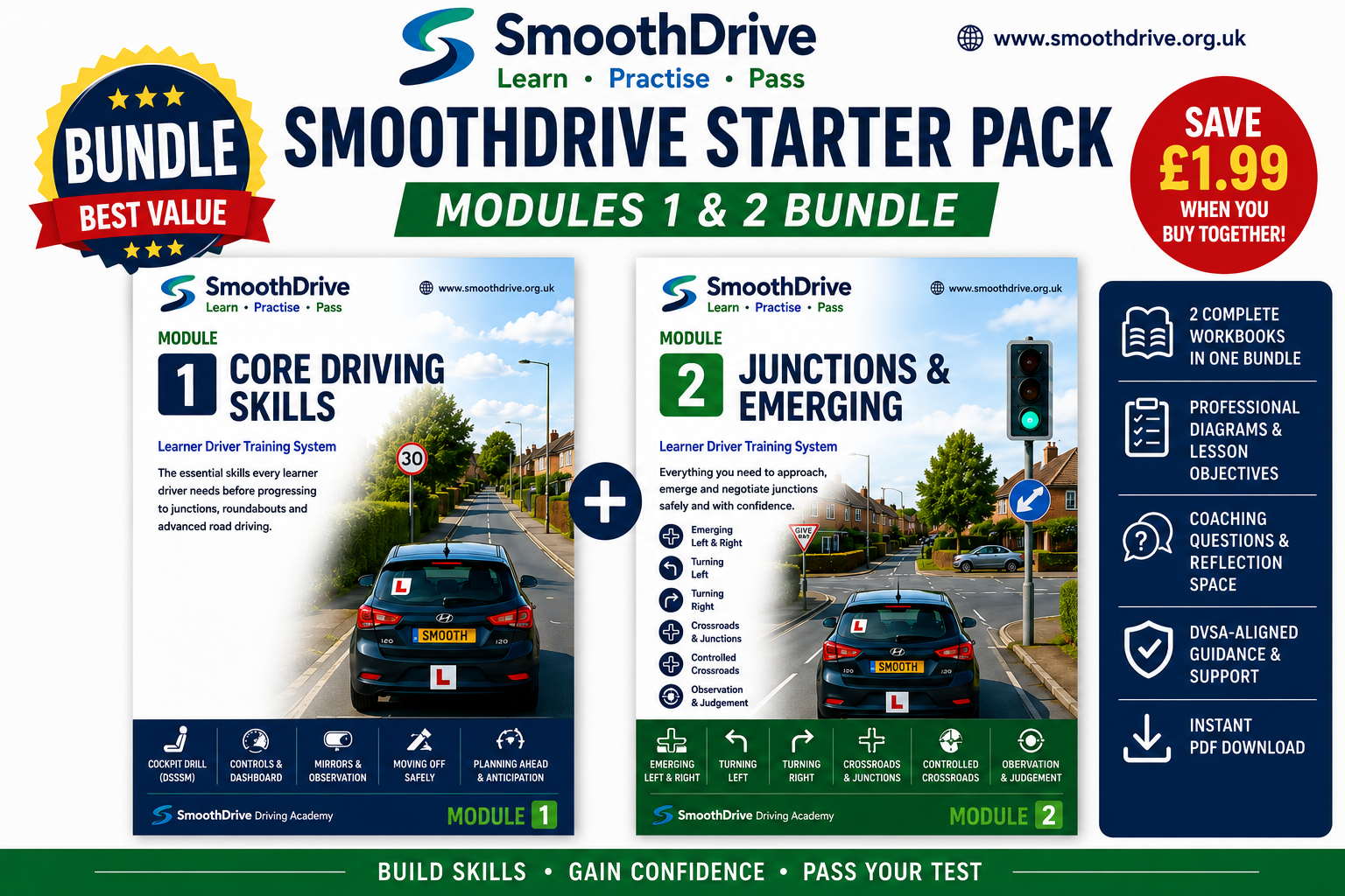 Learner Driver Workbook Bundle: Core Driving Skills, Junctions & Crossroads