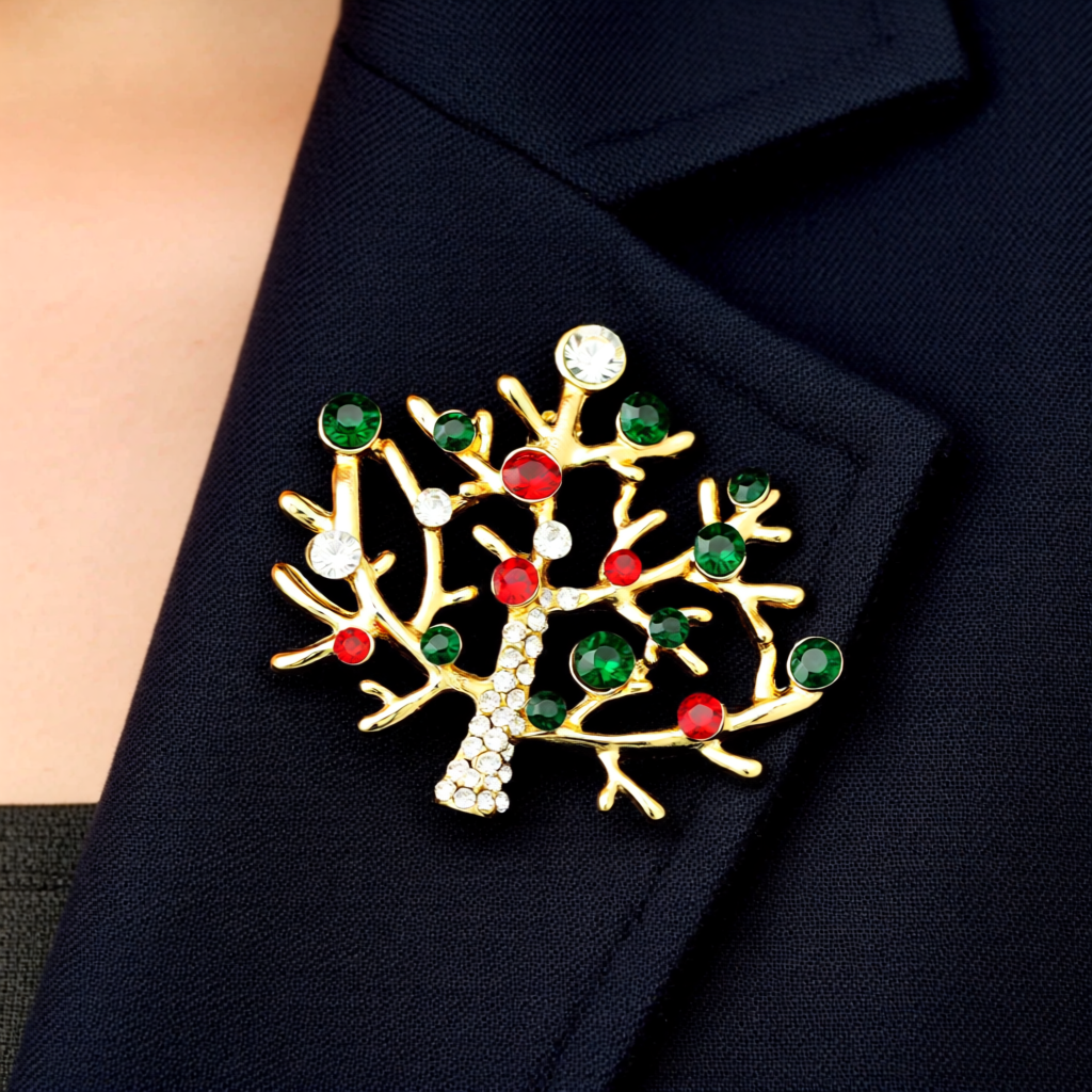 Crystal Branches – Christmas Edition Tree Brooch