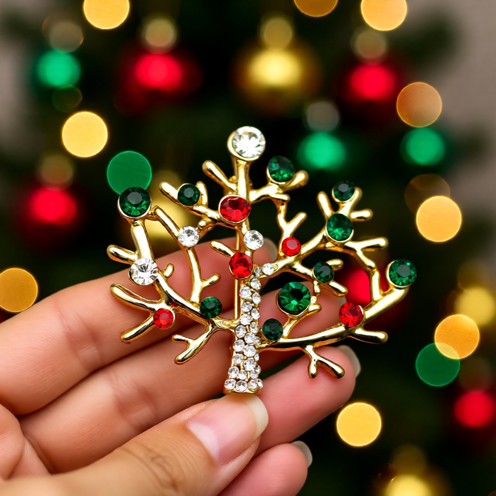 Crystal Branches – Christmas Edition Tree Brooch