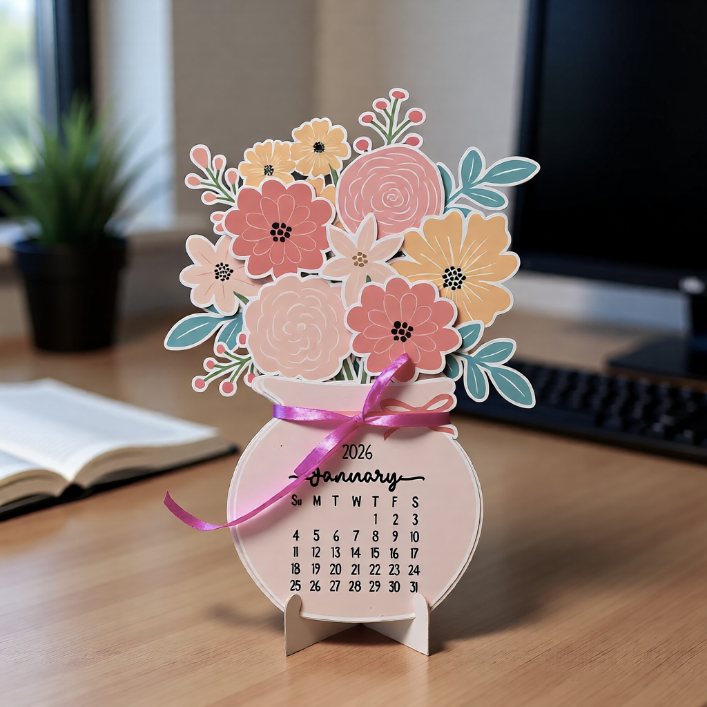 Stationery Jar – January 2026 Desk Calendar