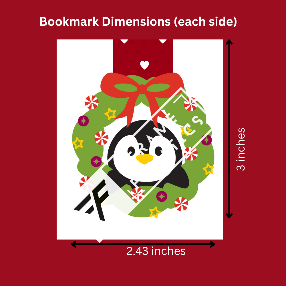 Peppermint Penguin Wreath – Christmas Edition Premium Magnetic Bookmark