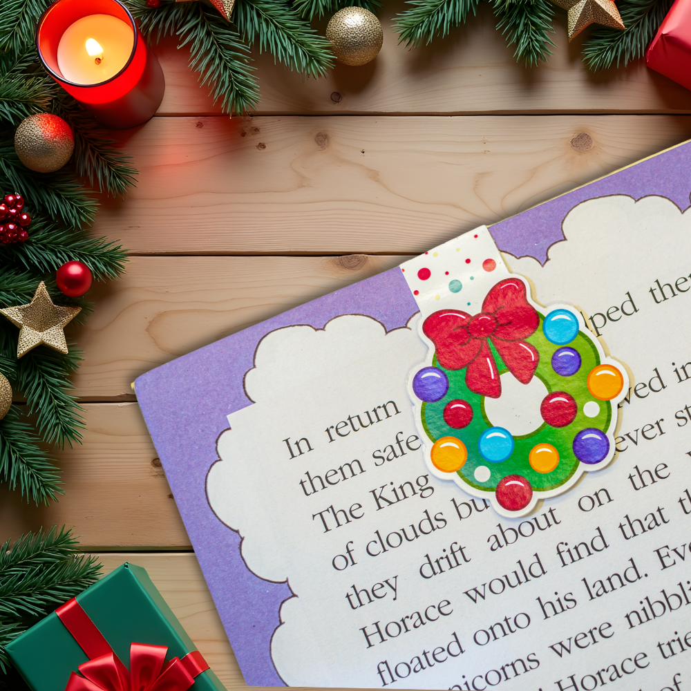 Christmas Wreath Bubble Charm – Magnetic Bookmark - Christmas Edition