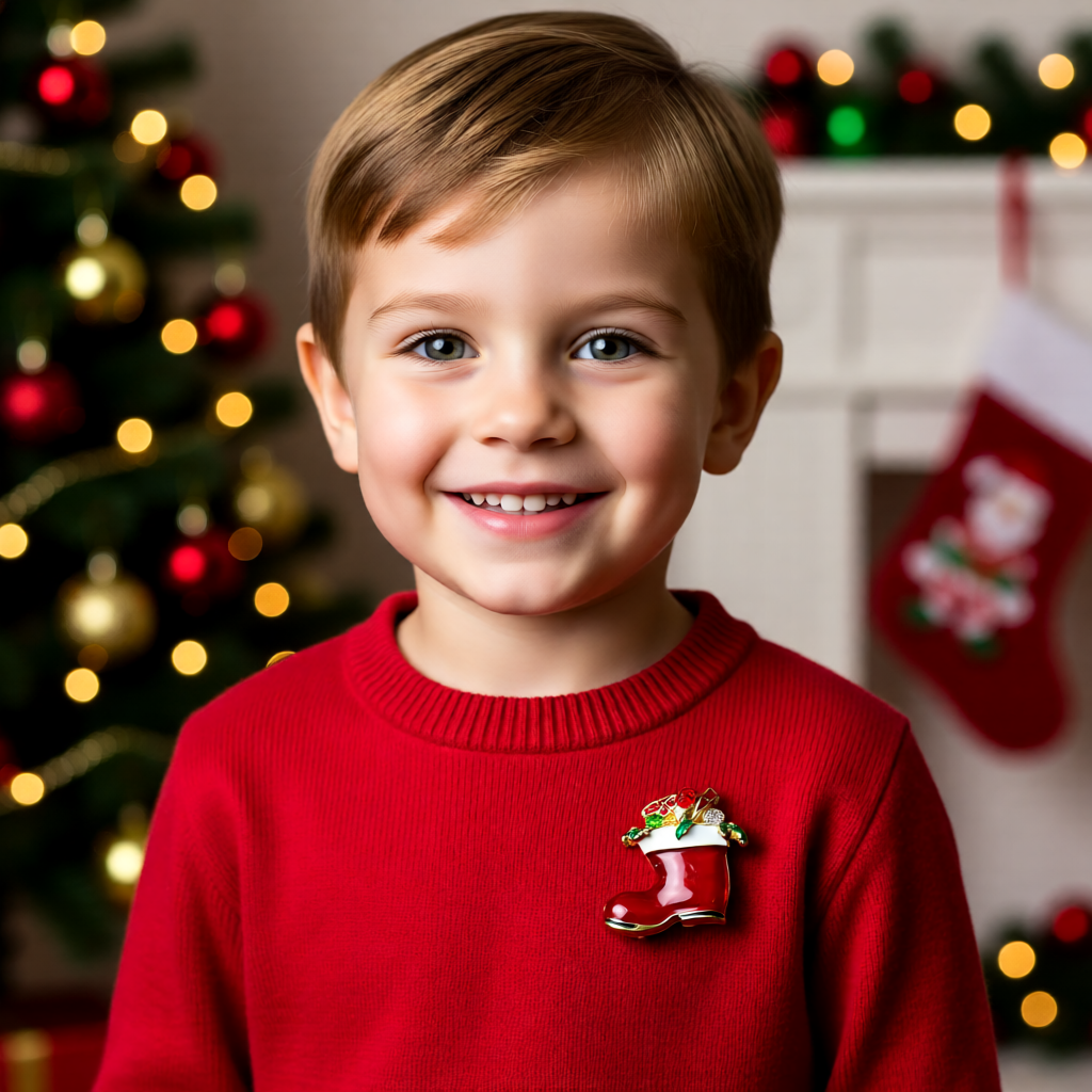 Santa’s Gem-Filled Boot – Christmas Edition Brooch