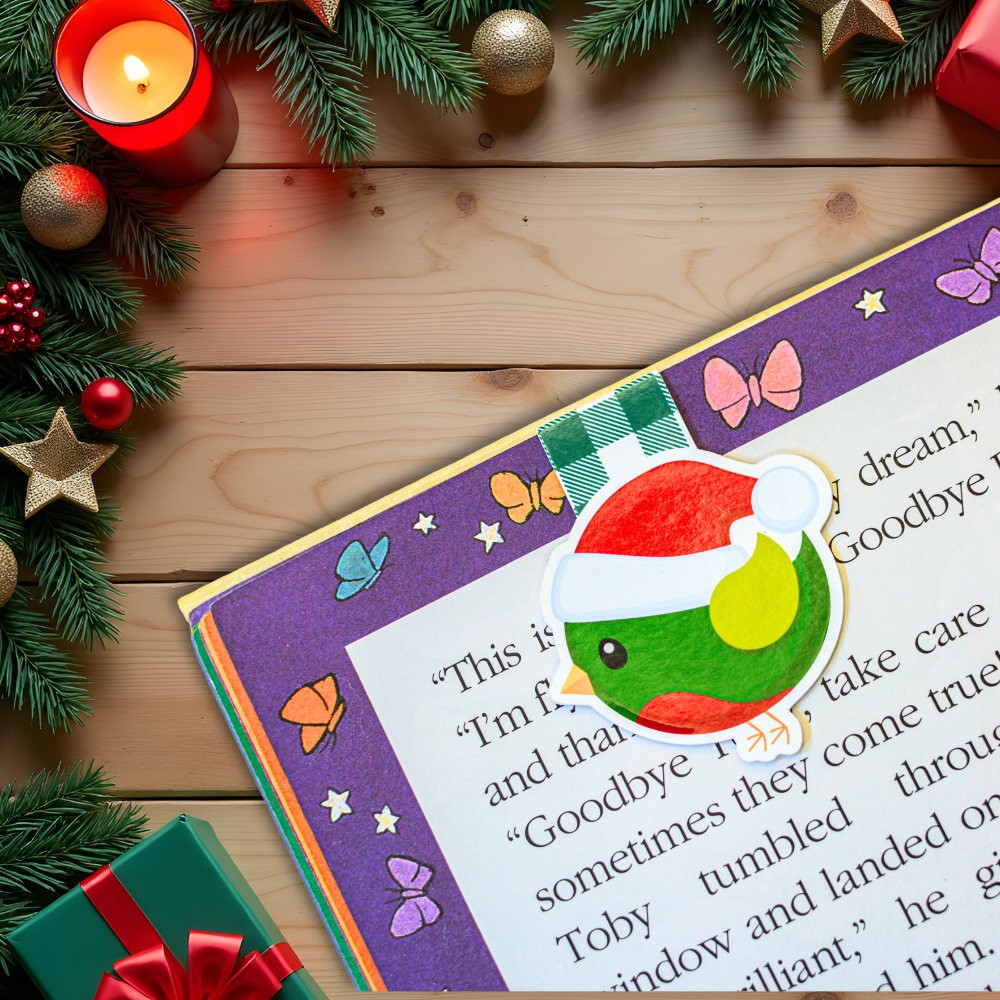 Holiday Hat Bird – Premium Magnetic Bookmark - Christmas Edition