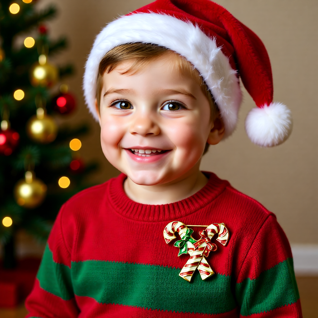 Candy Cane Duo Christmas Brooch