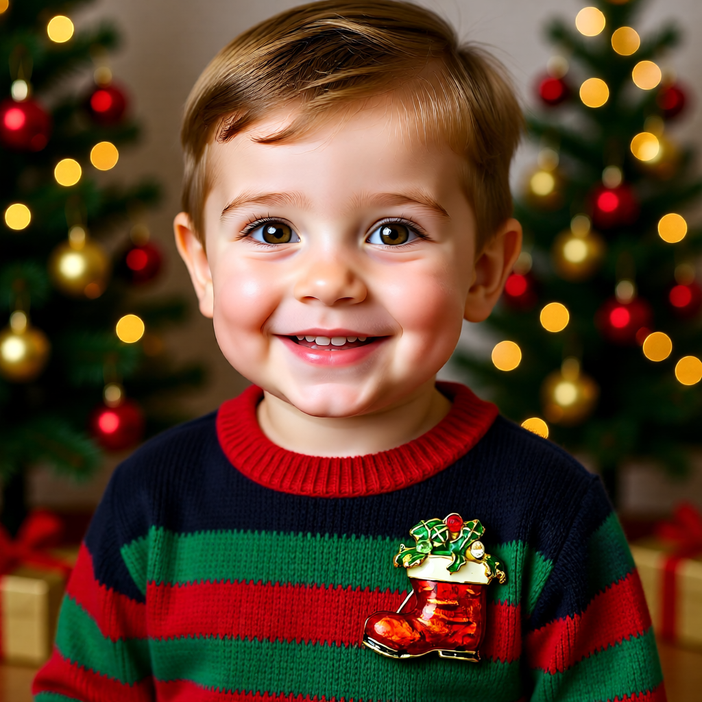 Glossy Stocking Charm – Gold Trimmed Christmas Edition Brooch