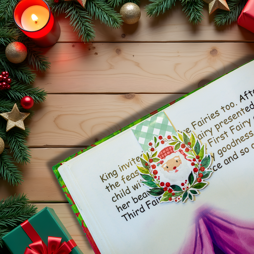 Santa in Holly Wreath – Christmas Edition Premium Magnetic Bookmark