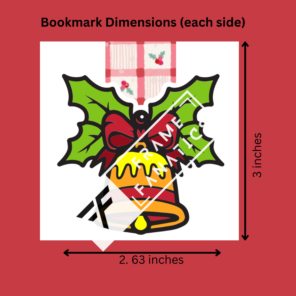 Red Ribbon Holly Bell – Christmas Edition Premium Magnetic Bookmark