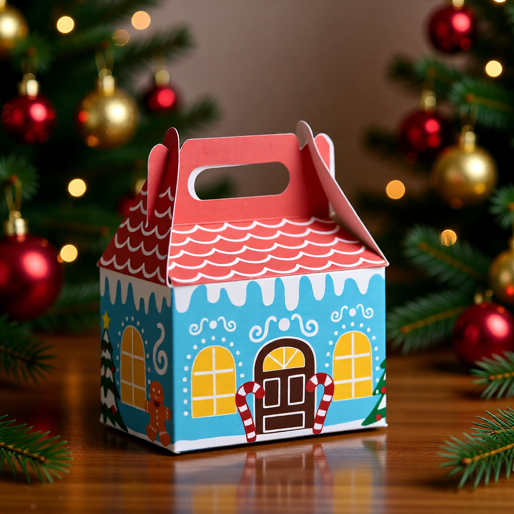 Gingerbread House RED Roof  Gift Box – Christmas Edition