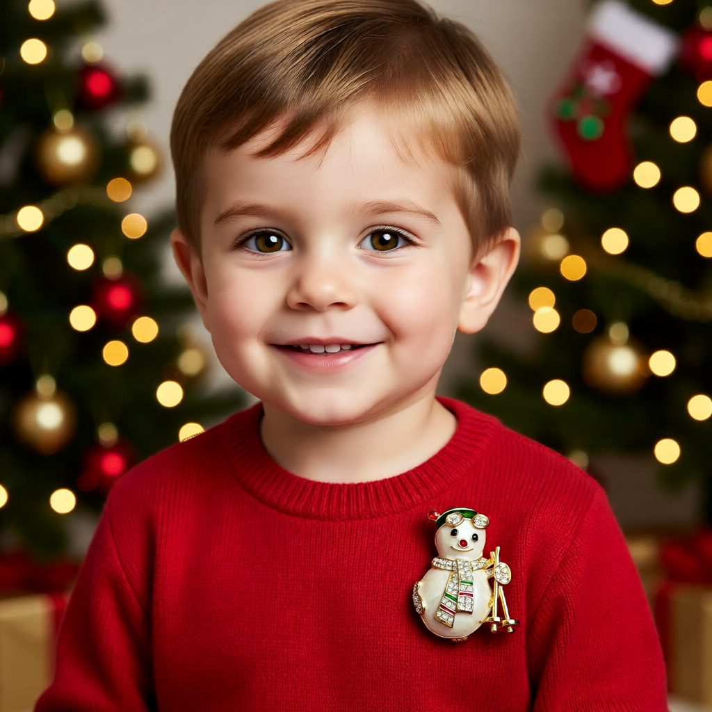 Snowman Sparkle Skiing – Christmas Edition Brooch