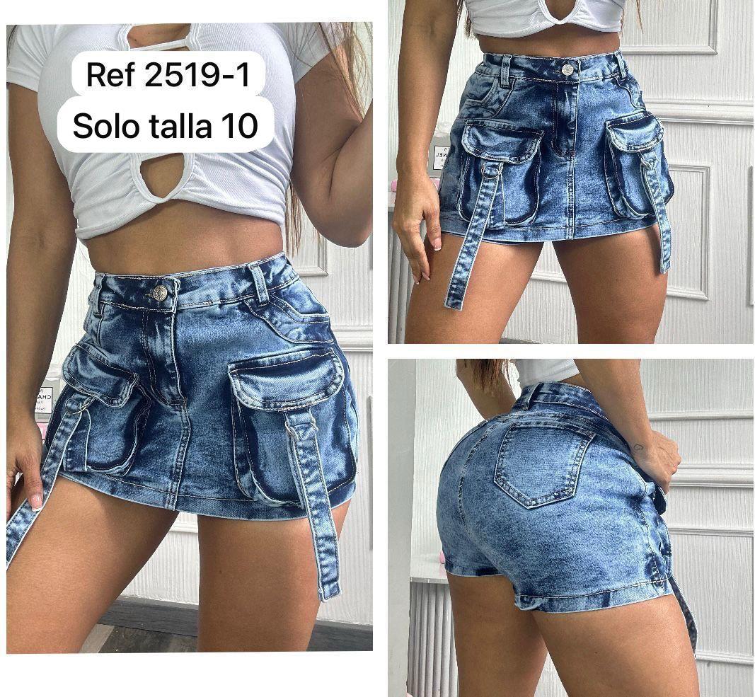 Minifalda-short asimétrico de mezclilla