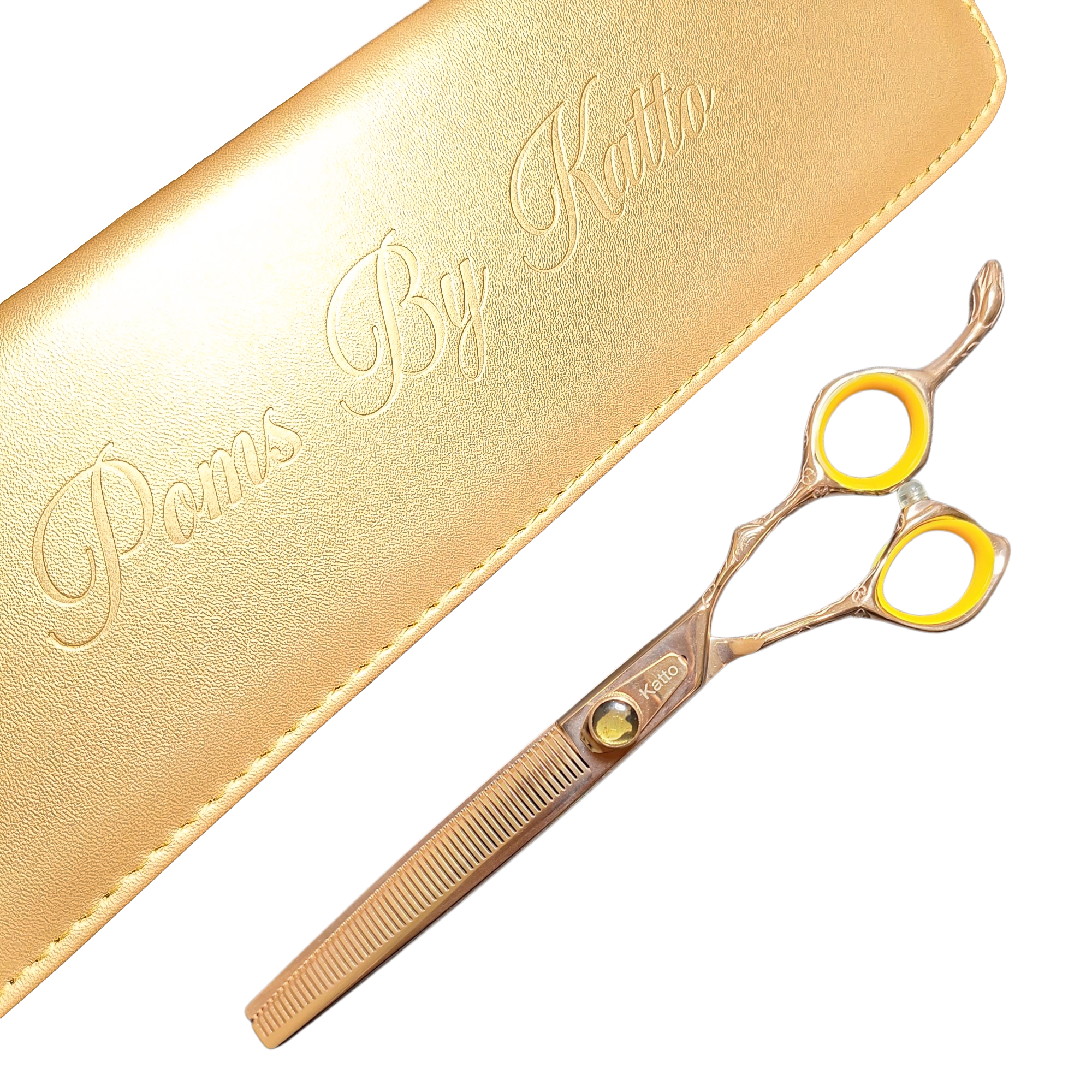 Estojo de couro dourado para 1 tesoura