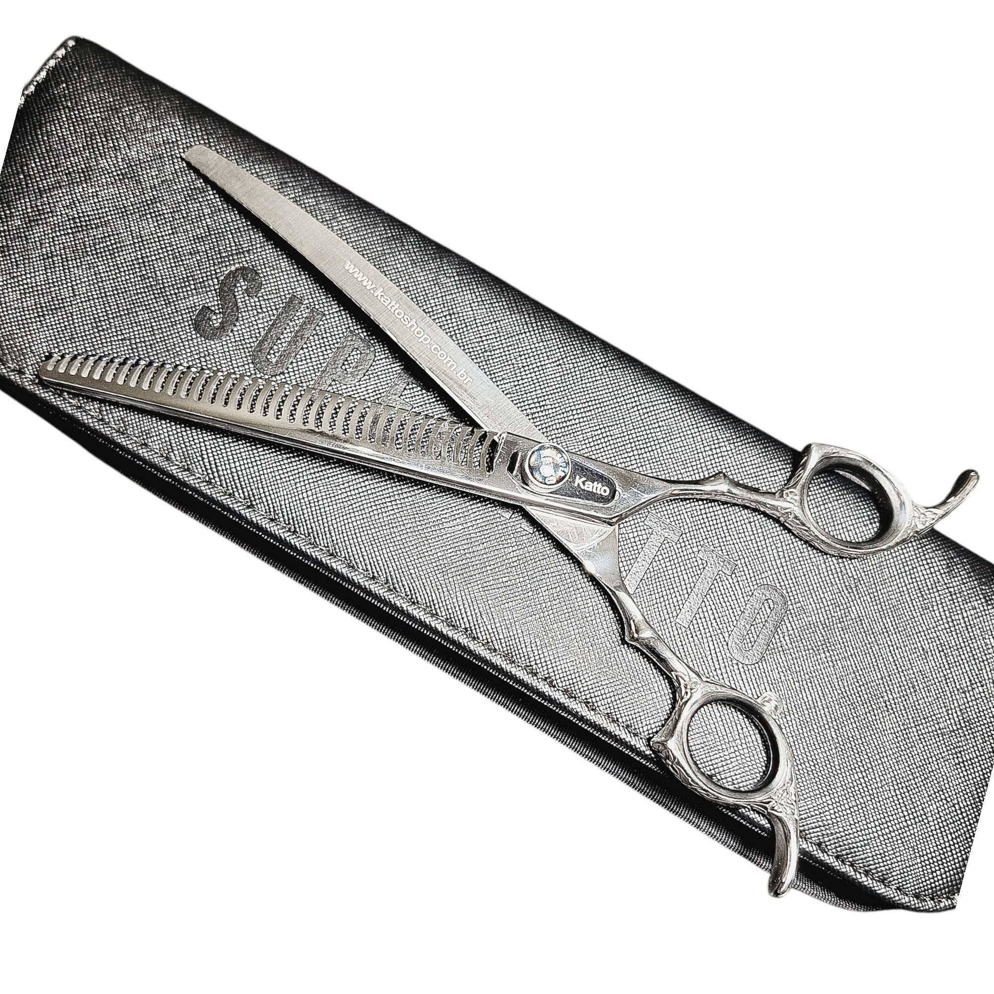 Tesoura tubarão curva para baixo 7,5" 35 dentes