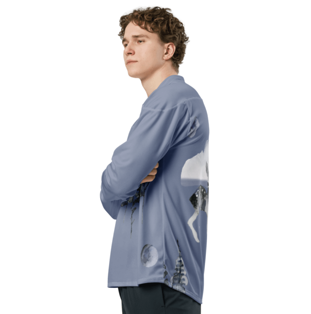 Men's Winter Forest Deer Print Long Sleeve Shirt