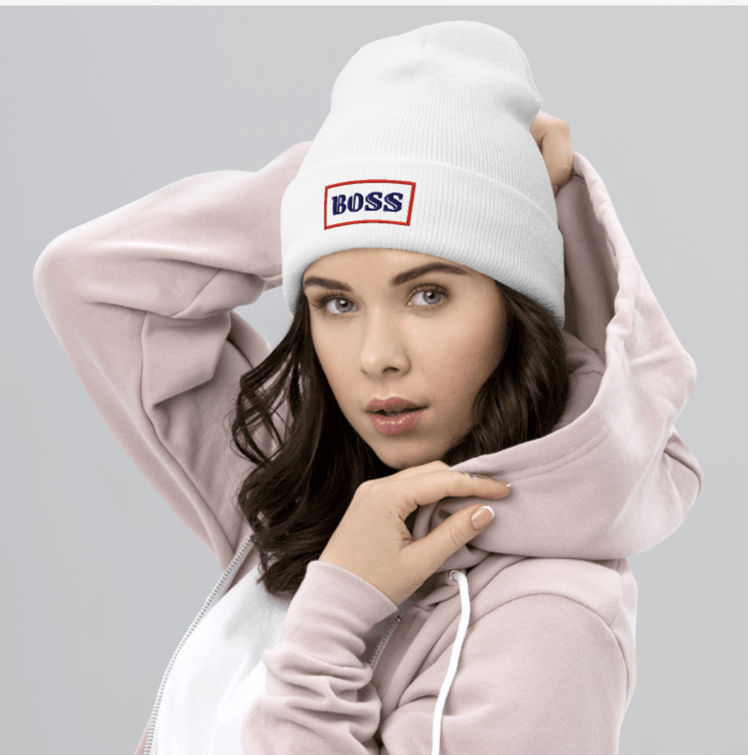 BOSS White Beanie