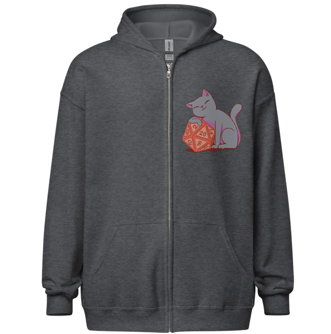 Cat and Dice Zipper Hoodie