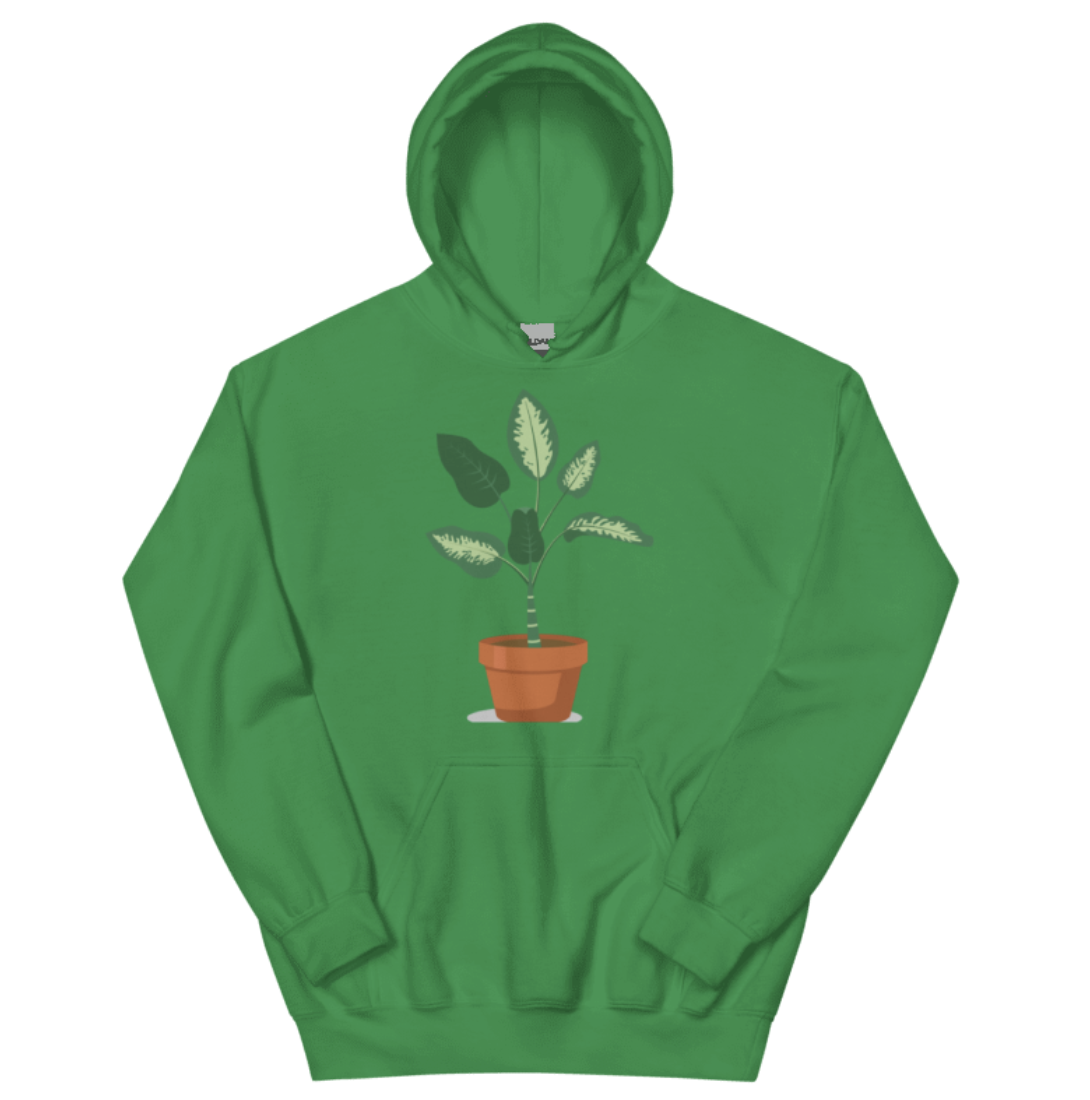 Green Hoodie with Plant Pot Design