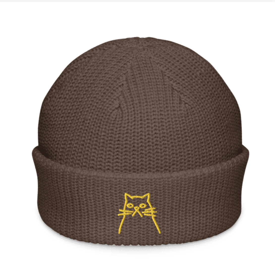 Brown Knit Cat Beanie