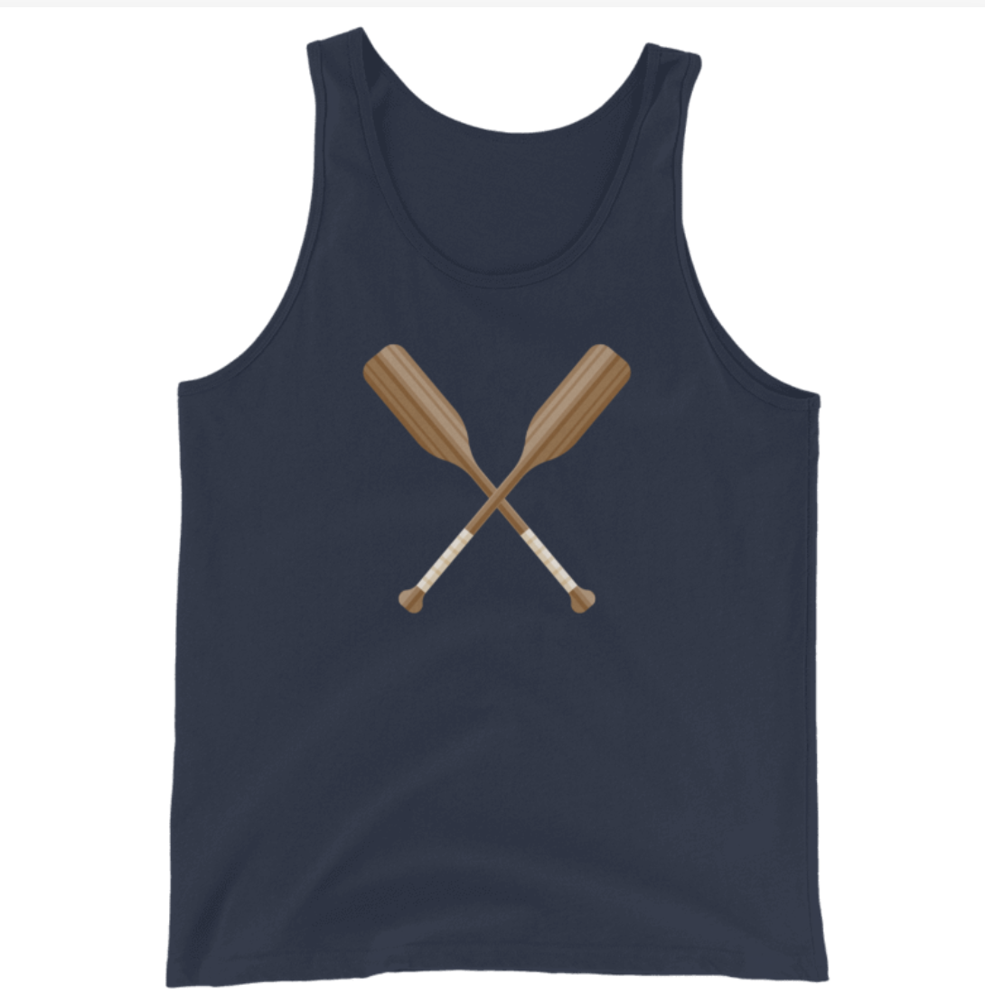 Navy Tank Top with Crossed Oars Print