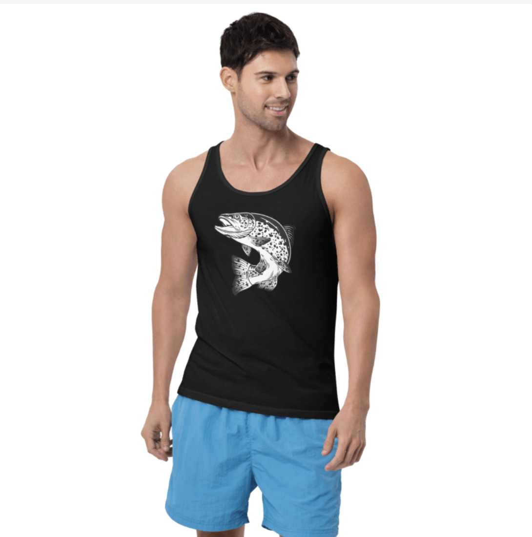 Fish Graphic Black Tank Top
