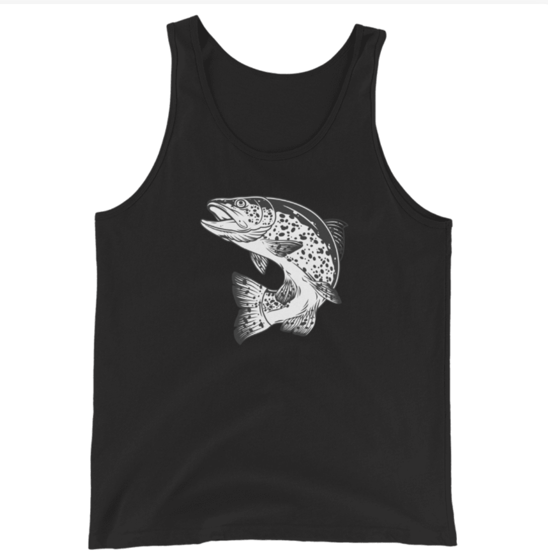 Fish Graphic Black Tank Top