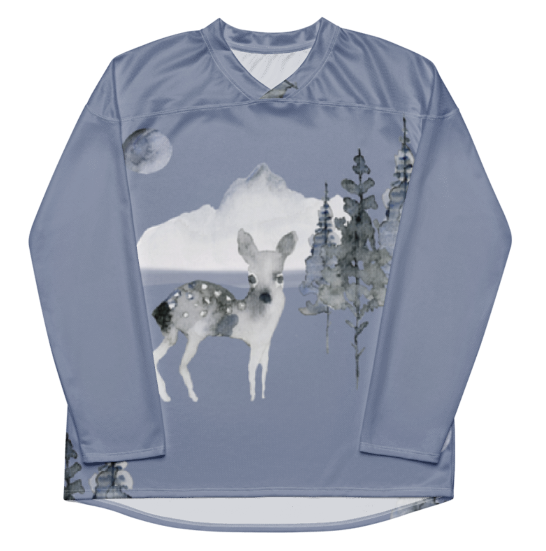 Men's Winter Forest Deer Print Long Sleeve Shirt
