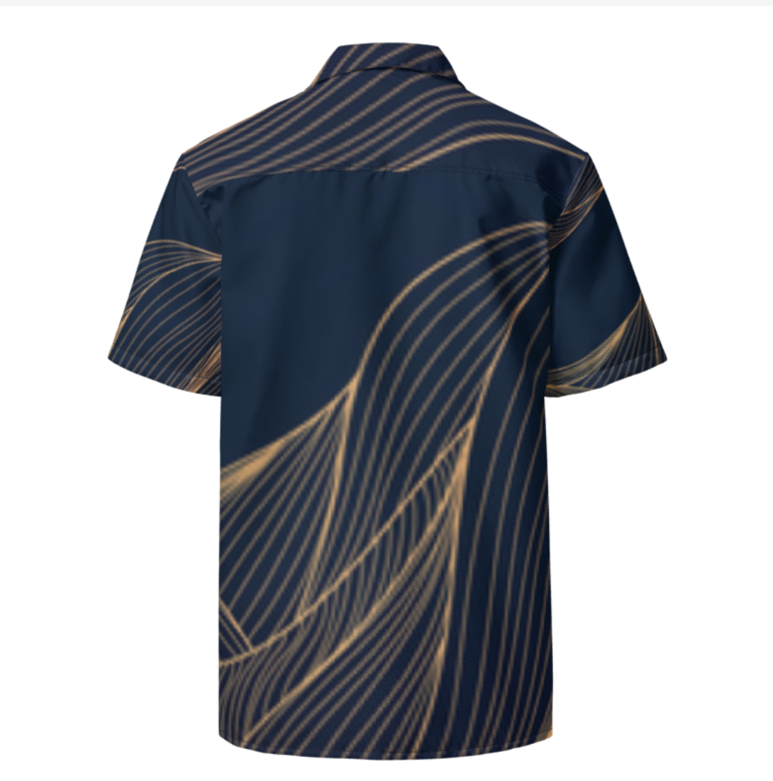 Navy Wave Pattern Short Sleeve Shirt