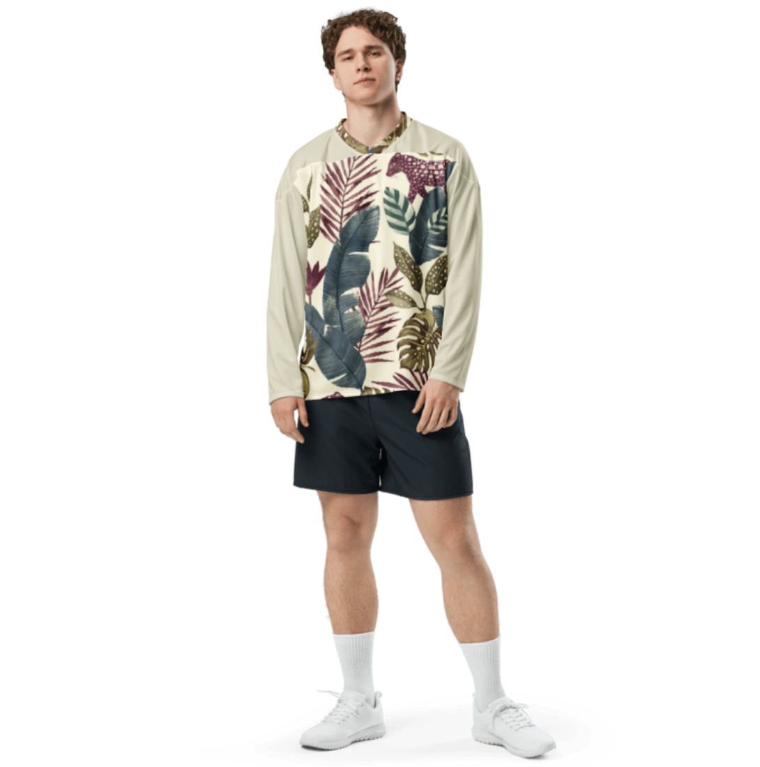 Tropical Leaf Print Long Sleeve Shirt