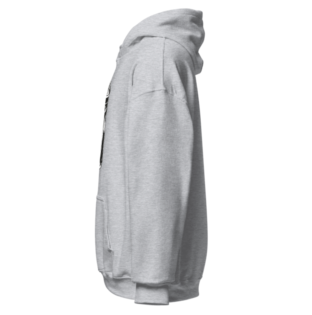Grey Hoodie with Crushed Can Design