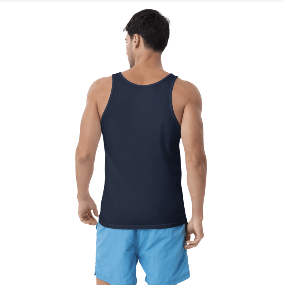 Navy Tank Top with Crossed Oars Print