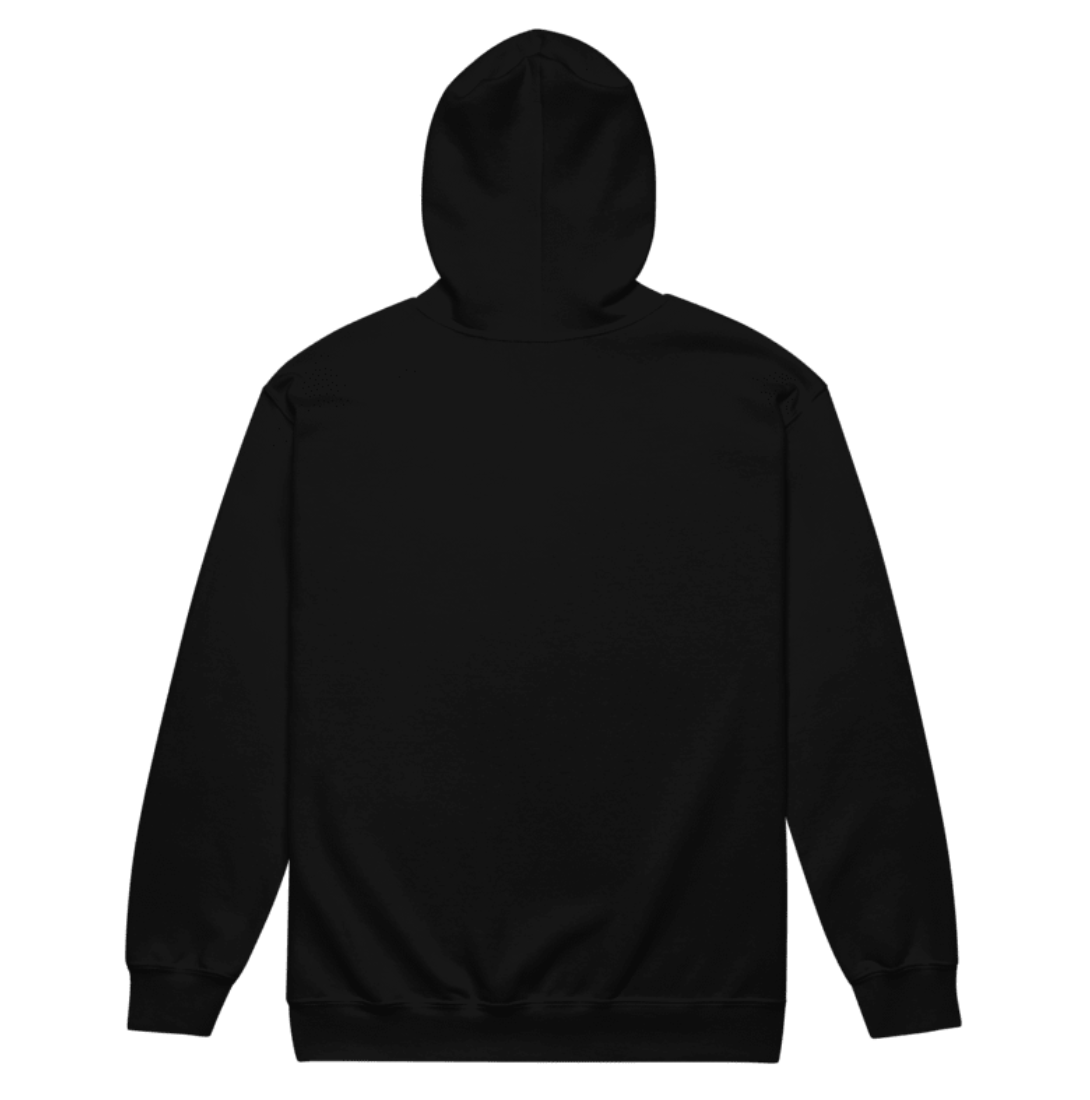 Black Zip-Up Hoodie with Bird Embroidery