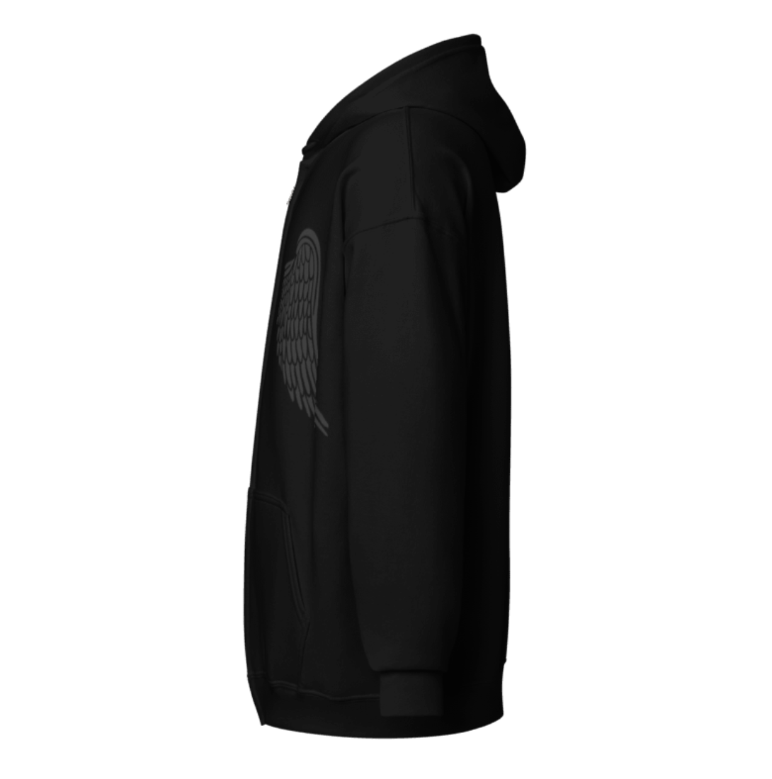 Black Angel Wings Zip-Up Hoodie