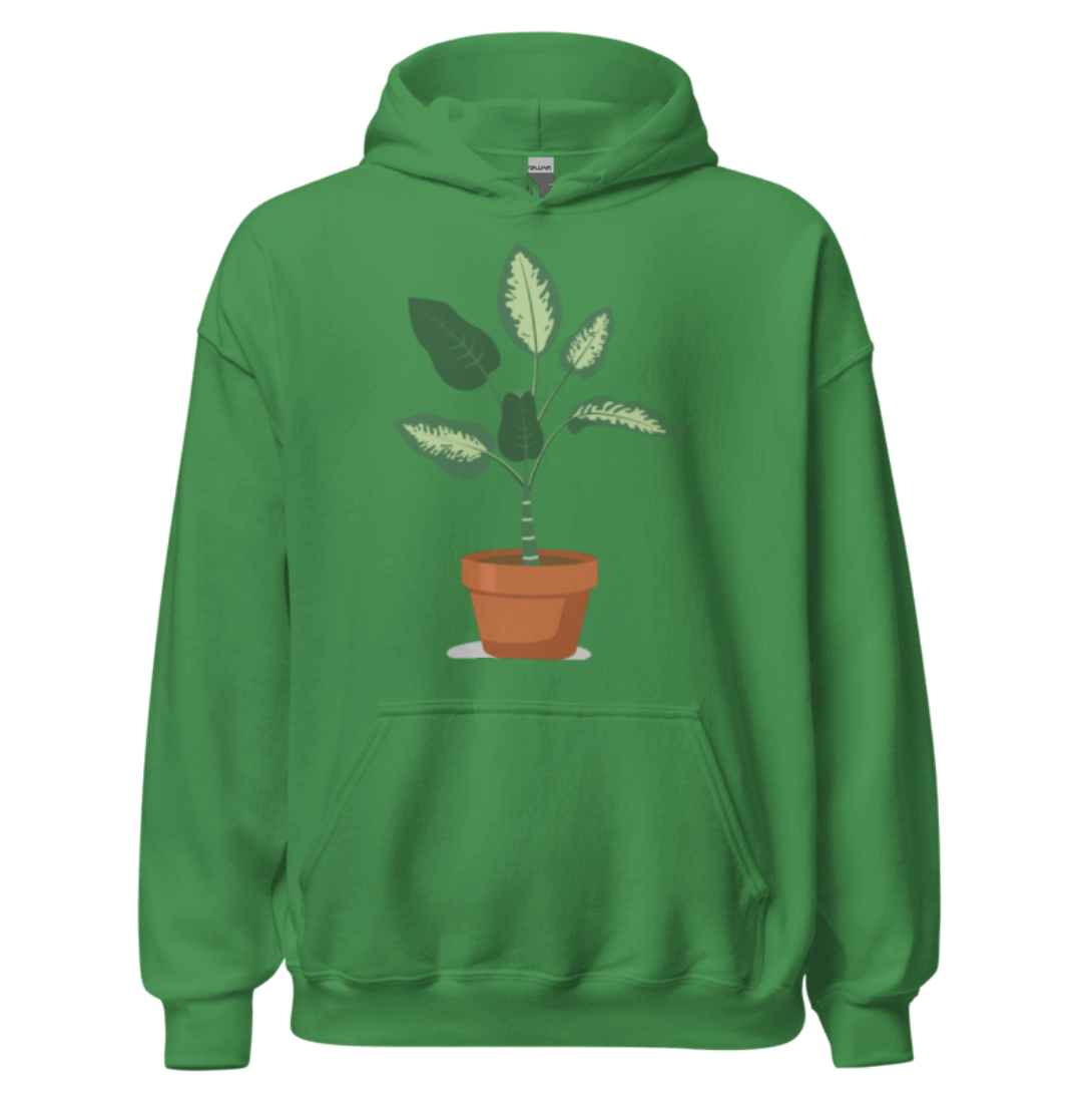 Green Hoodie with Plant Pot Design