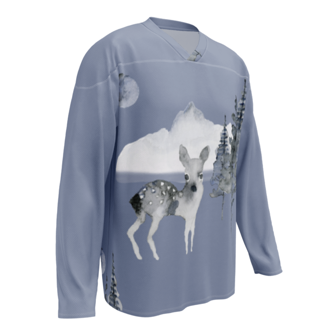 Men's Winter Forest Deer Print Long Sleeve Shirt