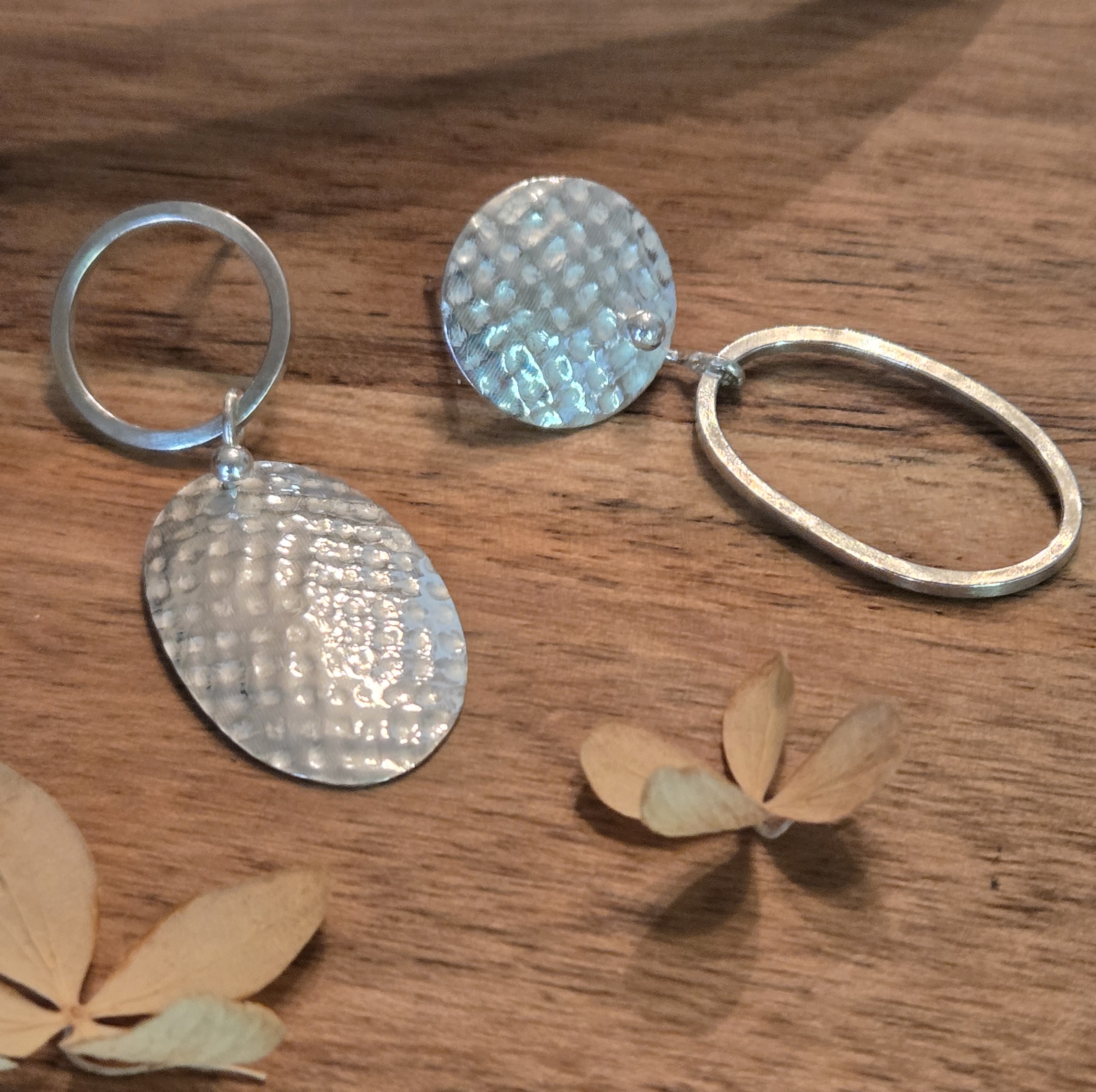 BF- Asymmetrical Textured Silver Dangle 