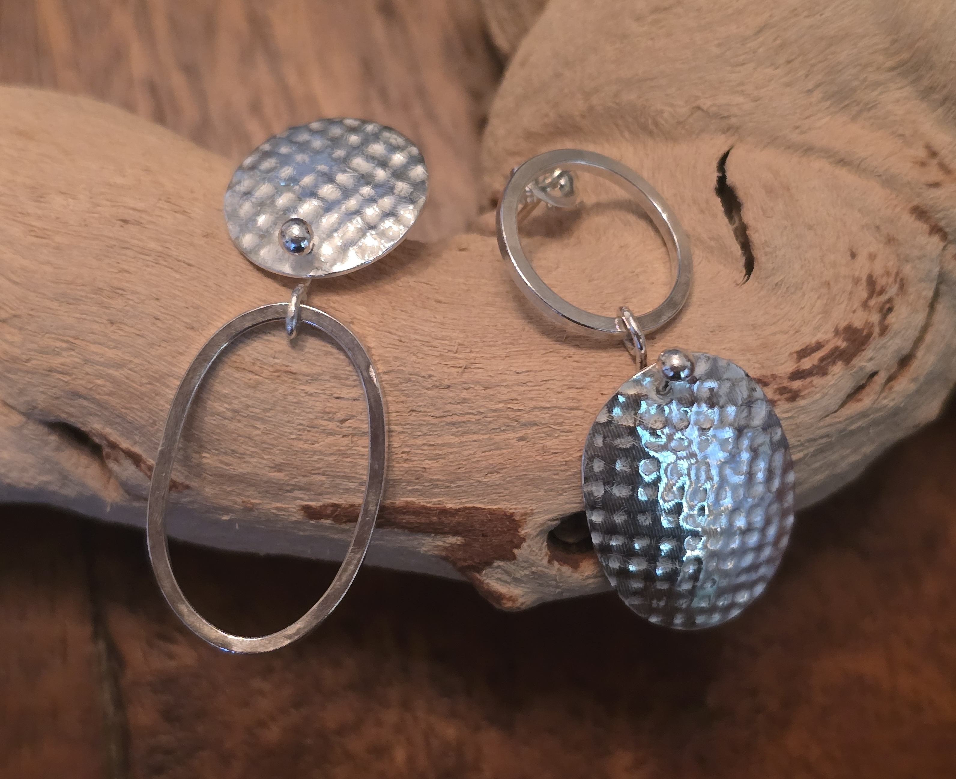 BF- Asymmetrical Textured Silver Dangle 