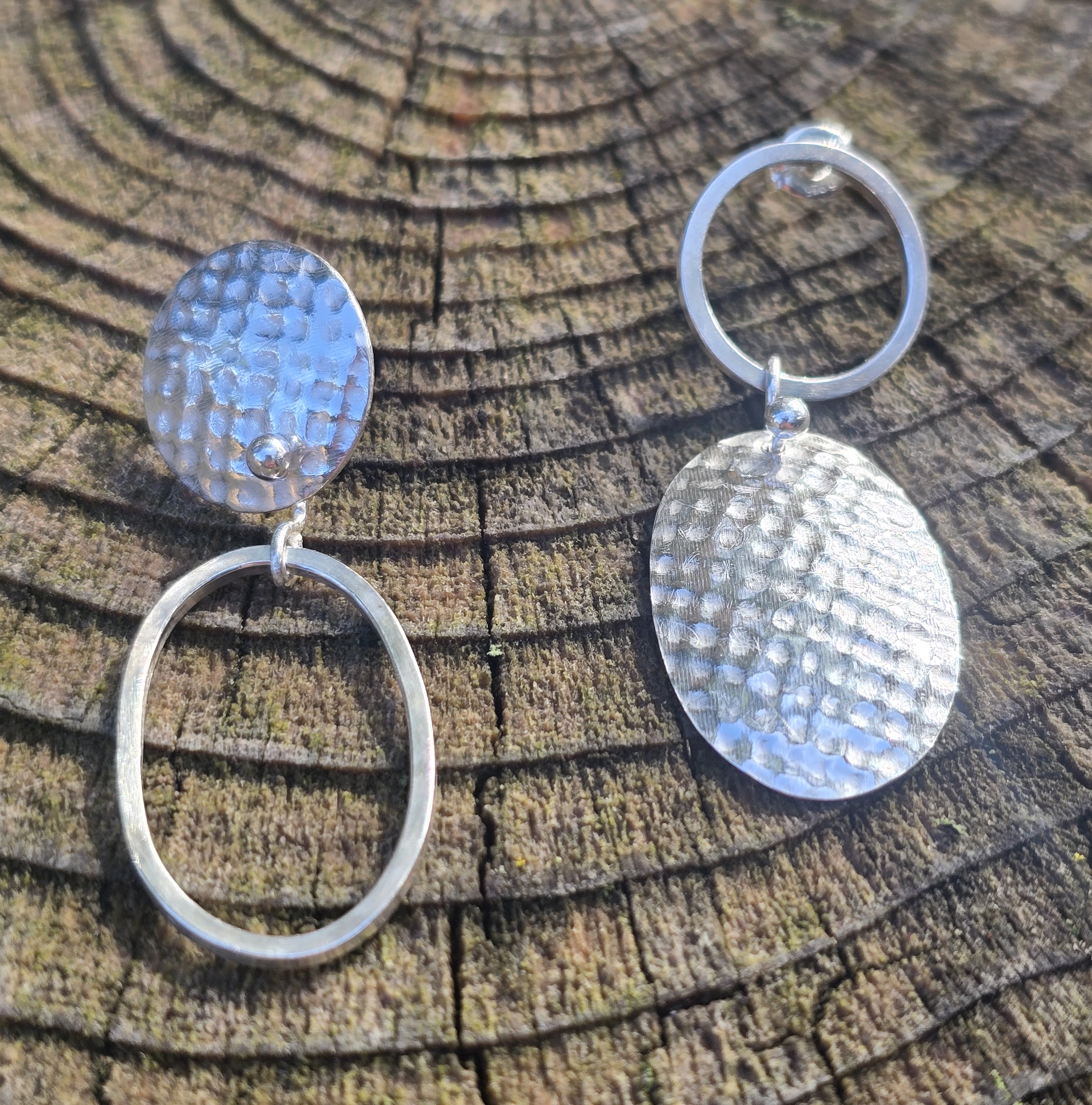 BF- Asymmetrical Textured Silver Dangle 