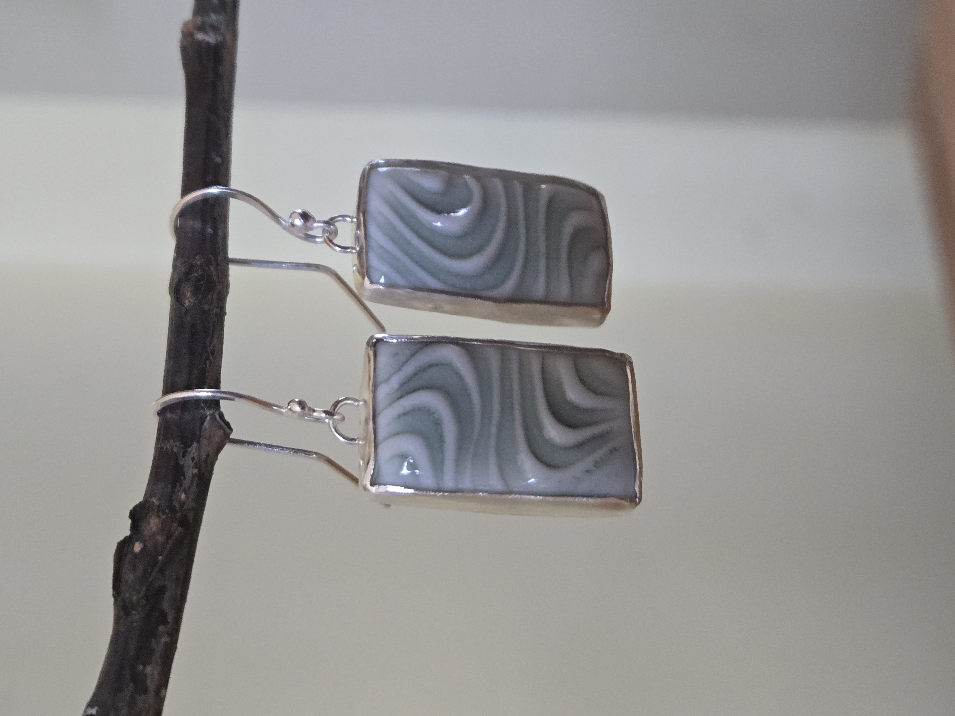 AI- Handcrafted Rectangular Stone Earrings