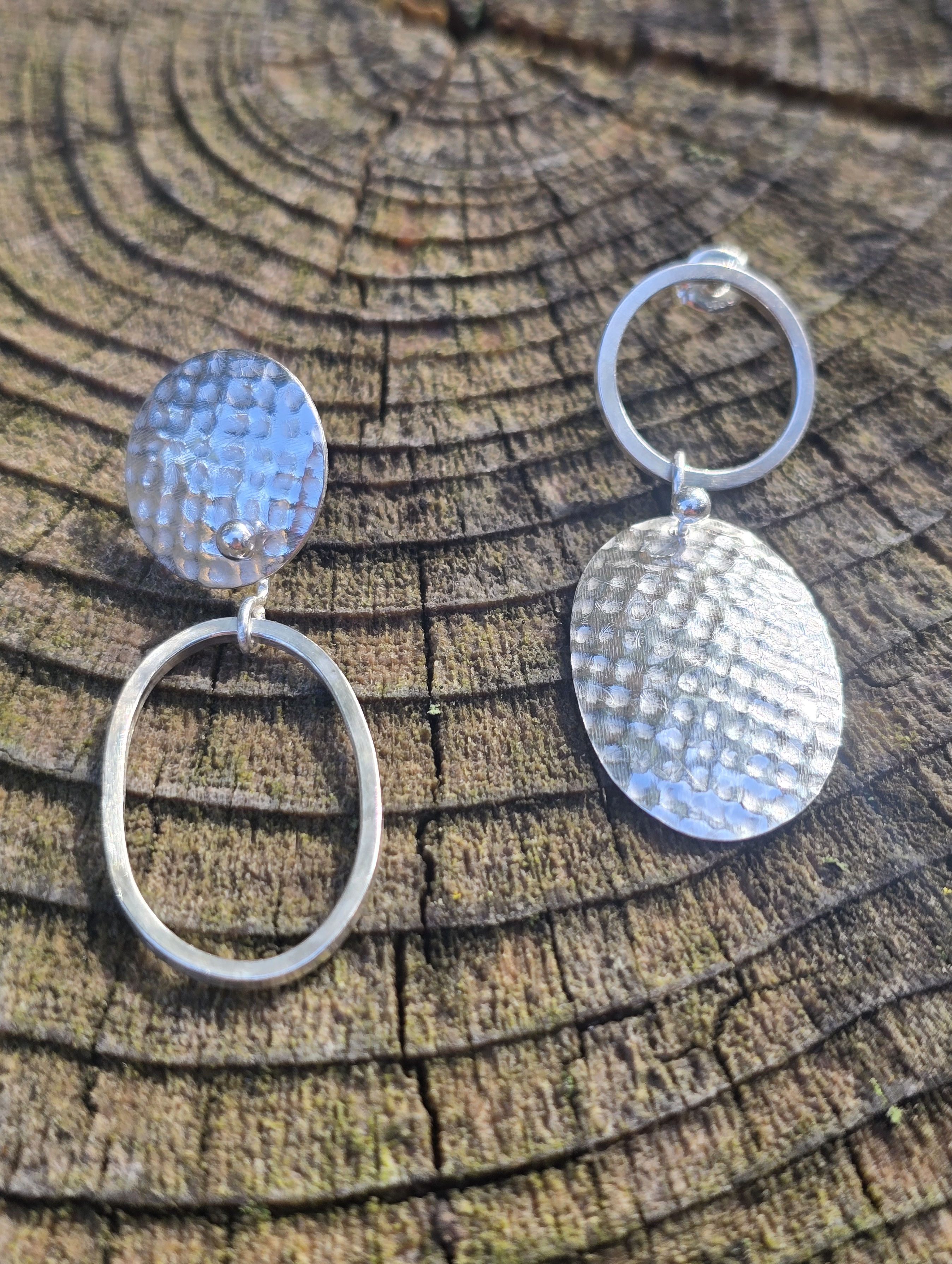 BF- Asymmetrical Textured Silver Dangle 