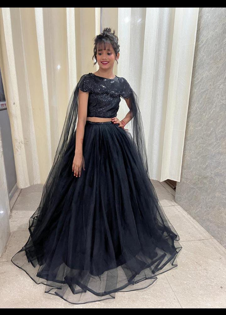 Barbie doll gown for girls with sequence and soft net fabric