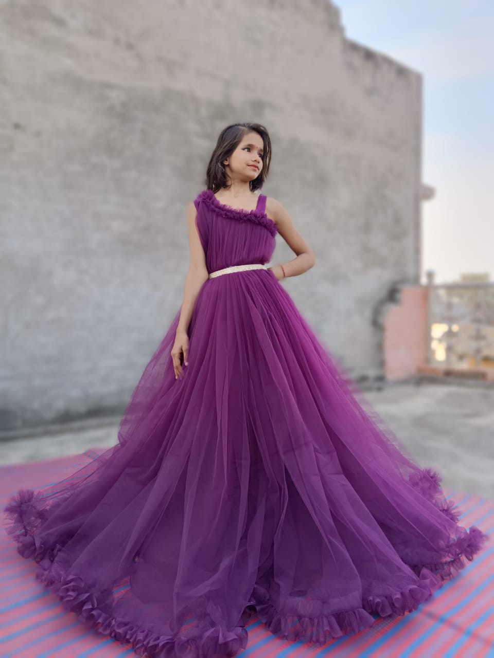 One soldier girls gown Soft net fabric