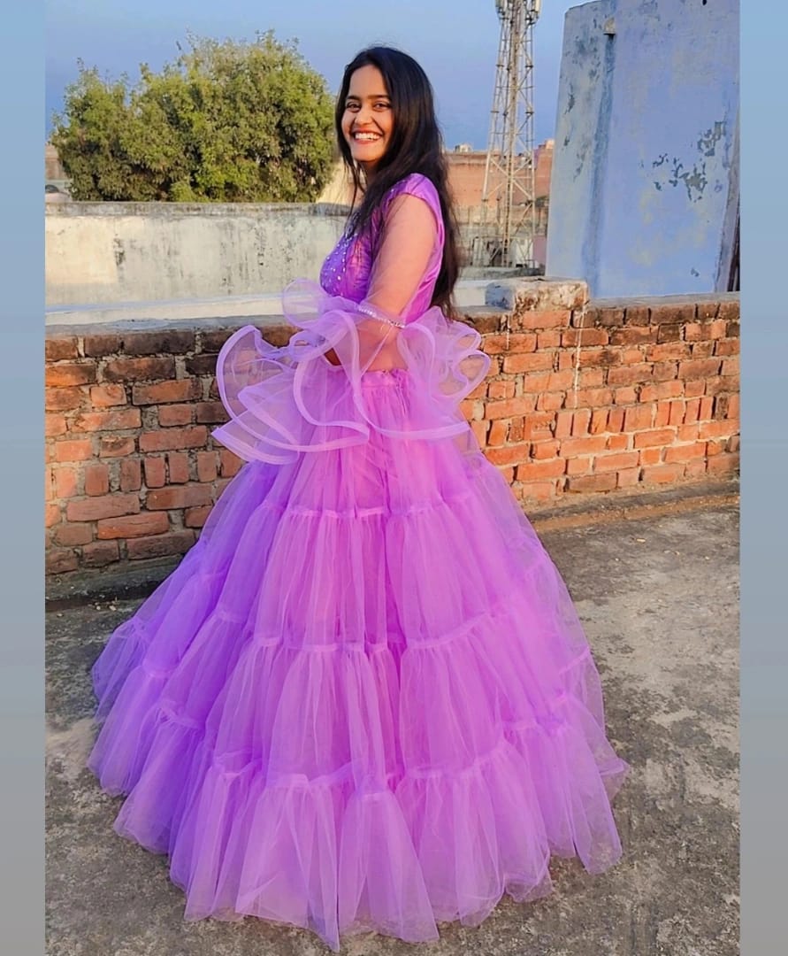 Trending 4 layer lehanga with ruffle dupatta