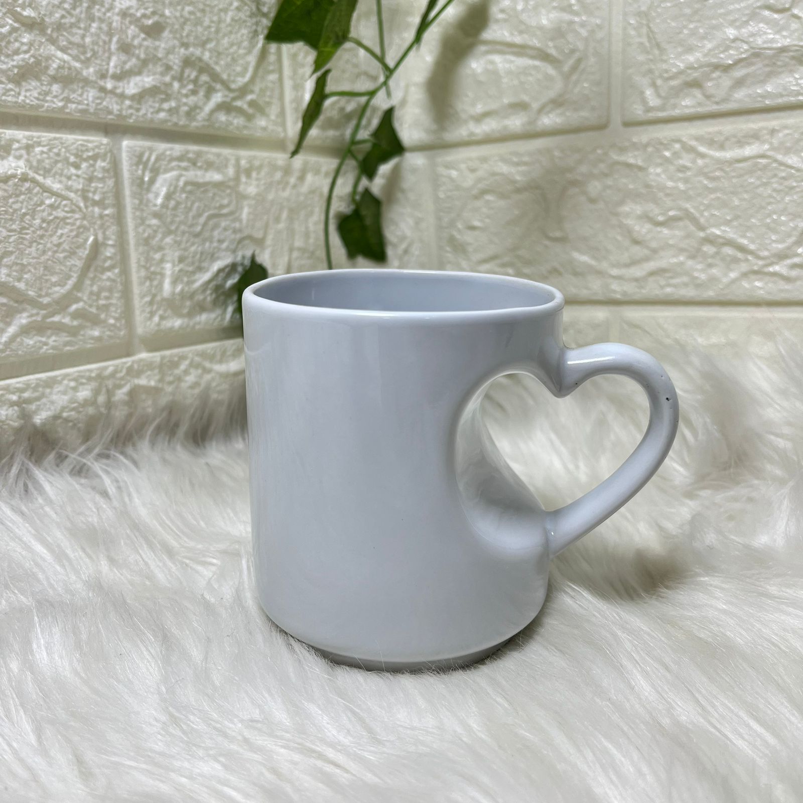 WHITE MUG WITH HEART HAND PRINTED WITH YOUR DESIGN