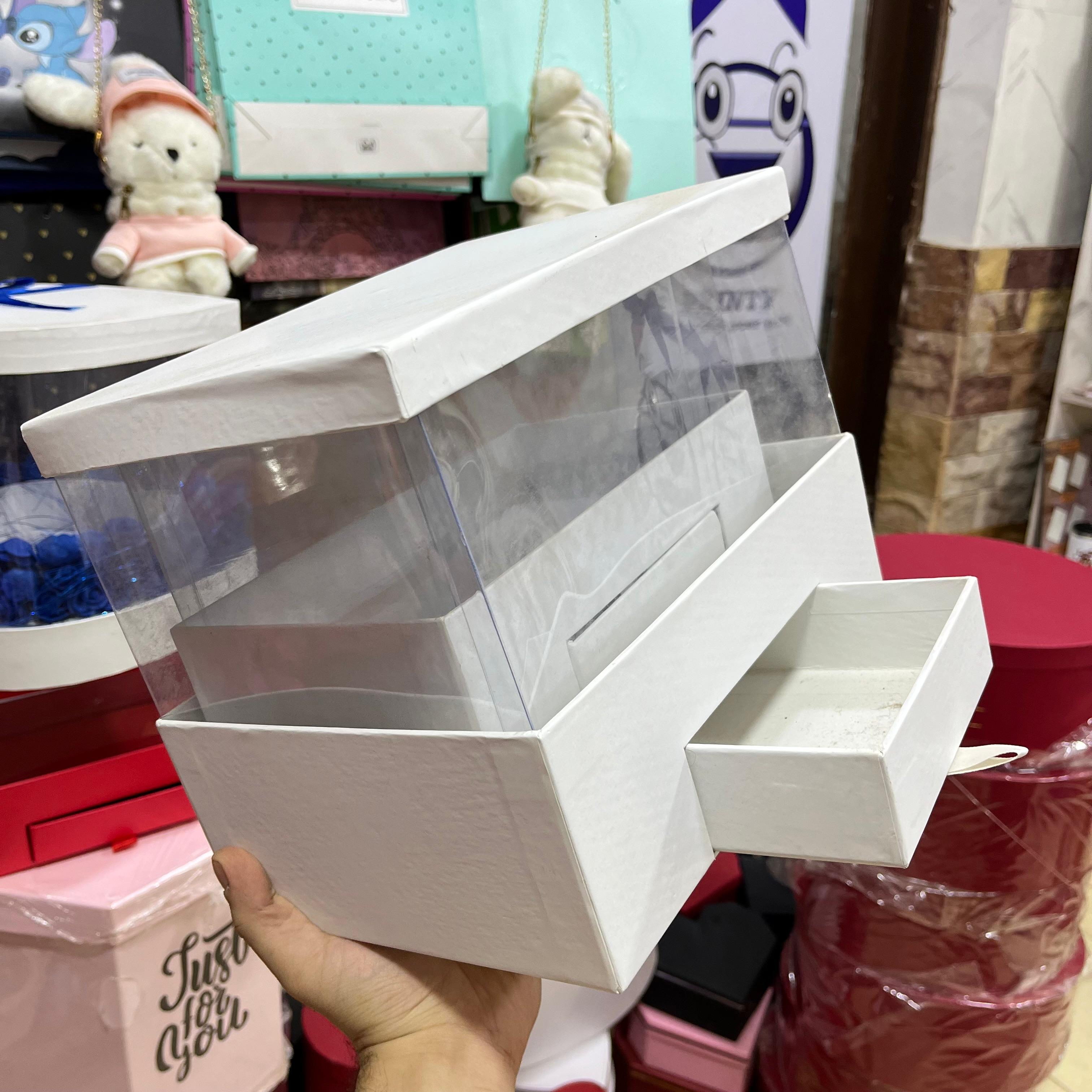 White display box with drawer