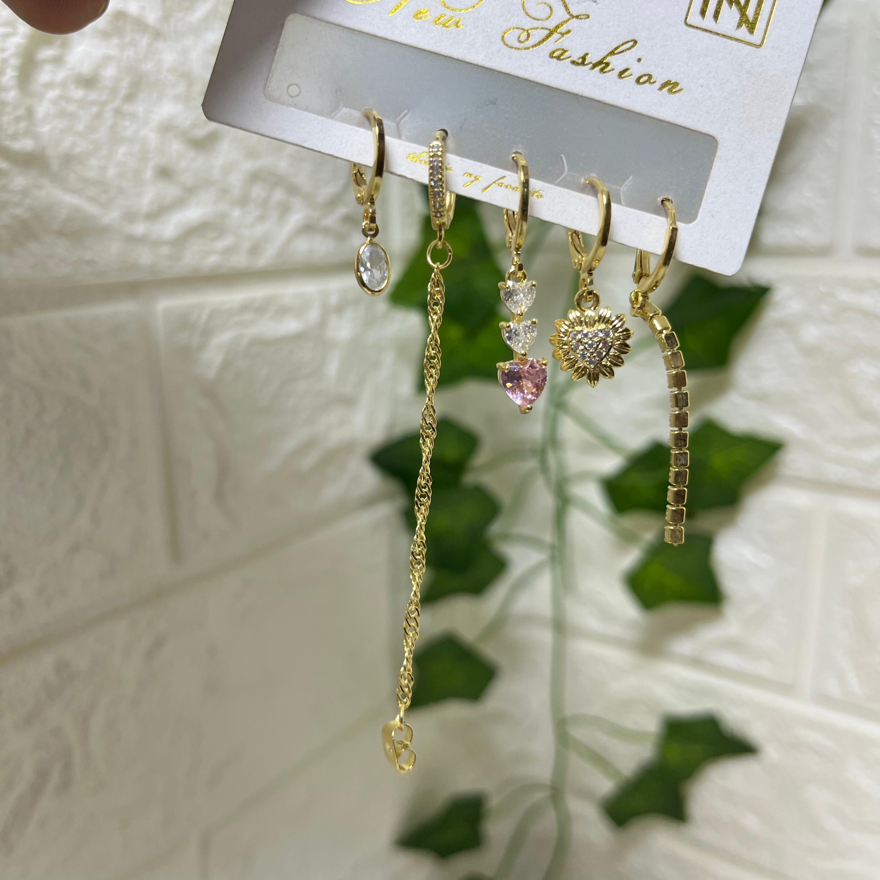 Gold Plated Hoop Earrings Set (stainless steal)