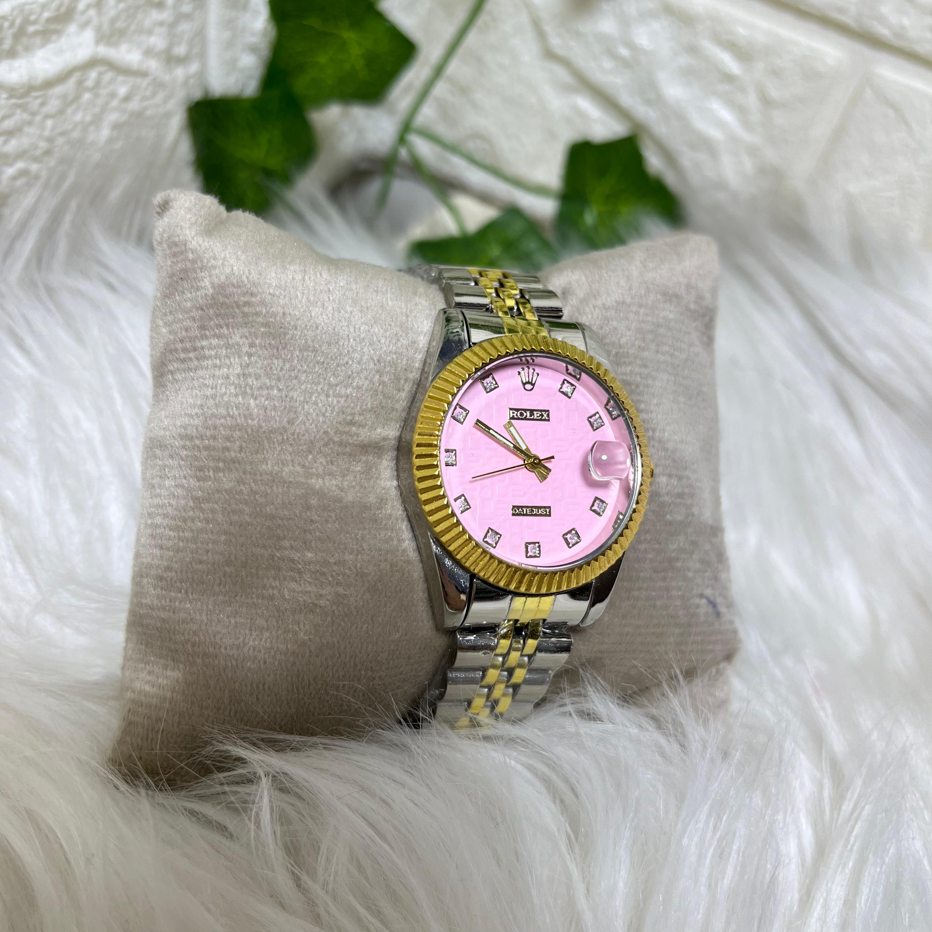 Stylish Pink Dial Watch