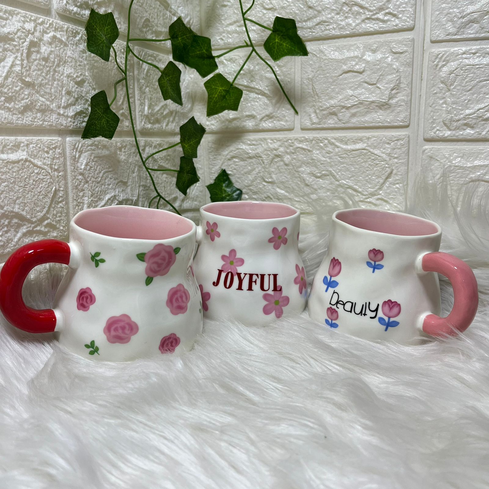 Handmade Floral Ceramic Mugs