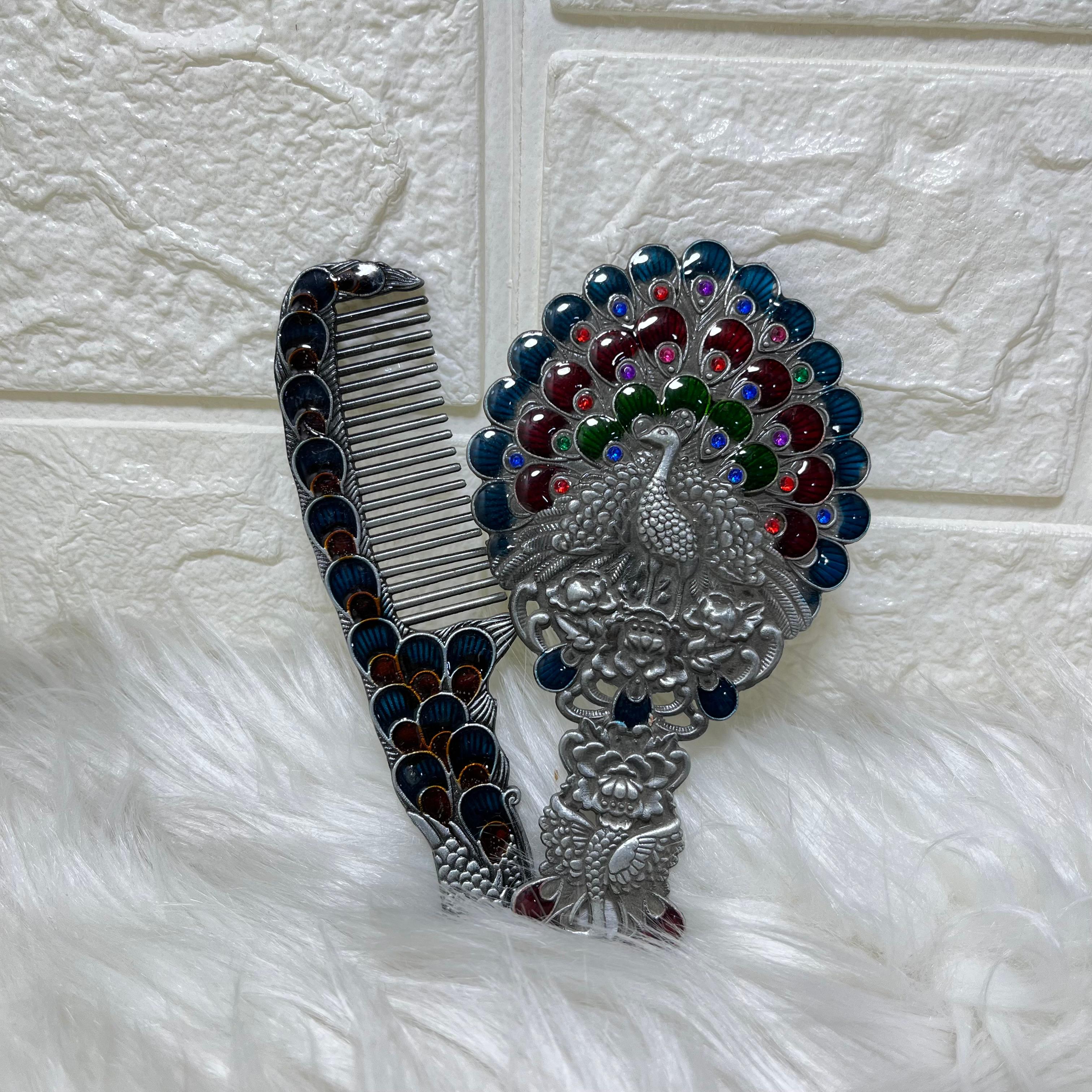 Peacock design metal comb